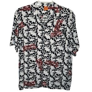 Designs Untitled Mens Sz M Skully Button Up Short Sleeve Shirt Skull Print